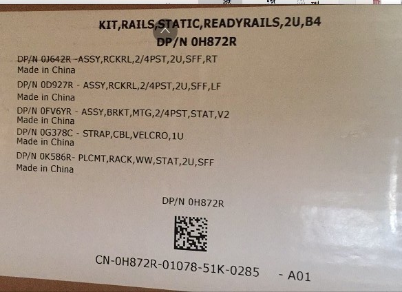 Dell H872R XV104 H4X6X 0PWN3 YF1JW R840 rack Dell server rail