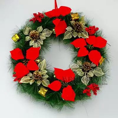 Christmas wreath 40cm Christmas Christmas decoration wreath Christmas decorations pine cone safflower pine needle wreath door ornament