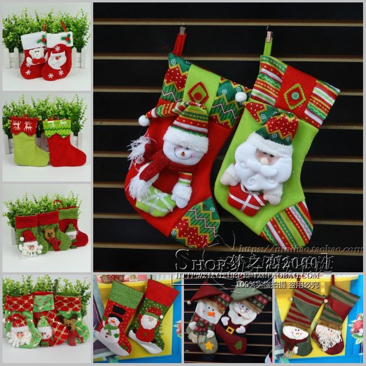 Large Size Solid Opening Christmas Socks Gift Bag Christmas Socks Candy Bag Old Man Snowman Adornment Pendant