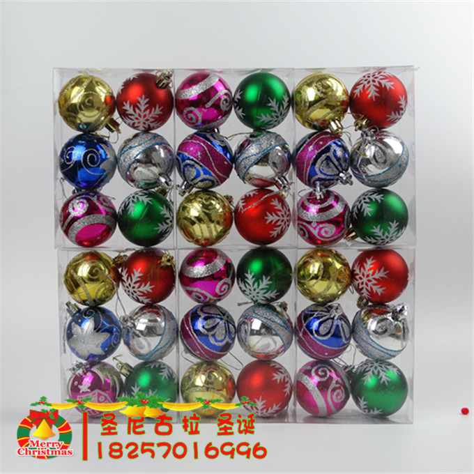 6CM cm Christmas Painted Ball Pendant Christmas Suspended Ceiling Decoration Bright Light Balls Matt Gold Pink Ball Plated Ball