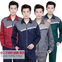 Spring and autumn long sleeve overalls set mens auto repair decoration electric welding factory thickened wear-resistant custom labor insurance jacket