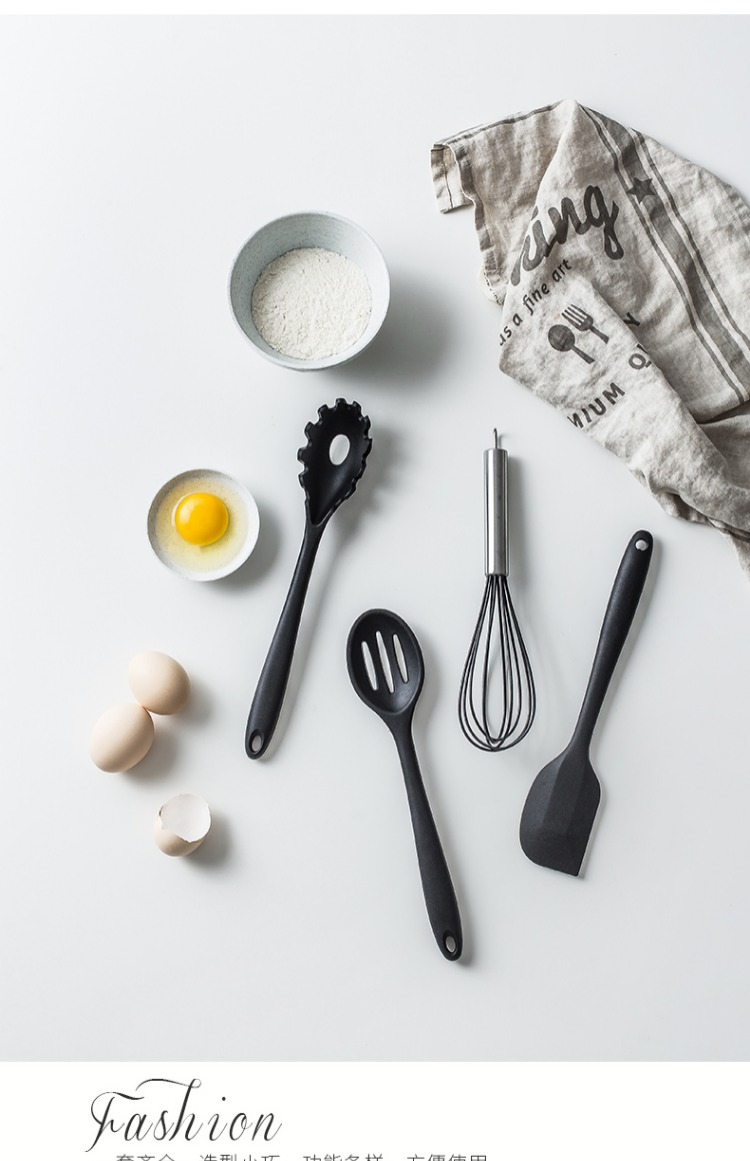 Bộ dụng cụ nhà bếp đầy đủ bộ thìa silicone chống dính muỗng thìa muỗng trứng đánh trứng 10 bộ dụng cụ nhà bếp gia đình chảo nấu bếp từ