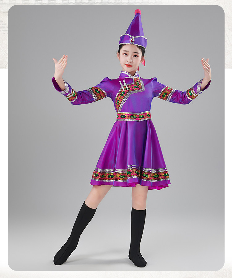 蒙古族儿童演出服女童蒙古舞蹈服装幼儿民族服饰蒙族蒙古袍表演夏 — 9