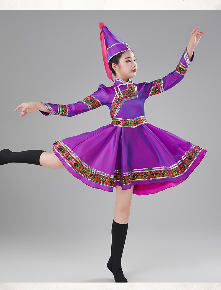 蒙古族儿童演出服女童蒙古舞蹈服装幼儿民族服饰蒙族蒙古袍表演夏 — 11