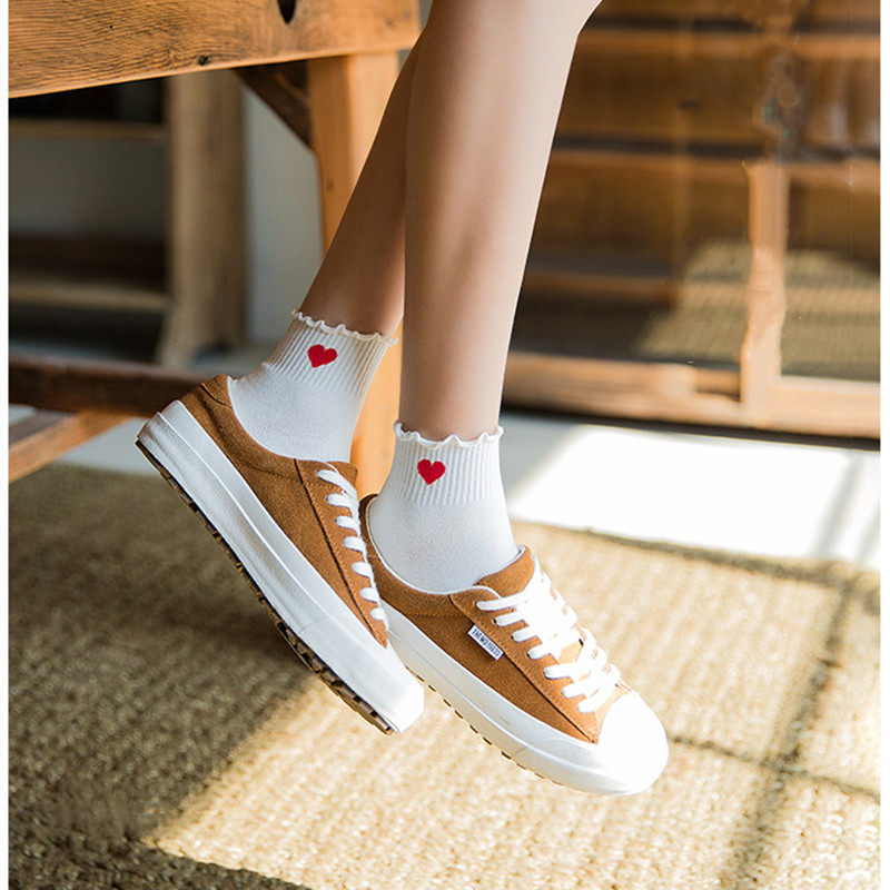 Fungus edge love lace socks female summer thin section ins tide socks Korean cotton net red autumn