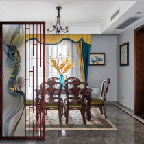 Modern minimalist light and luxurious glass screen partition color drawing process Entry into the familys living room Leisure office shelter for home