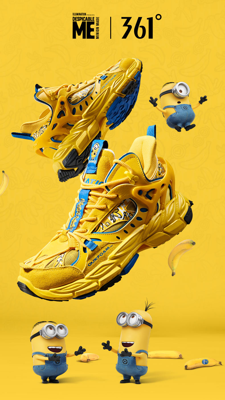 0点开始 袁昊代言 361度 小黄人联名款 女式跑鞋 双重优惠折后￥209包邮