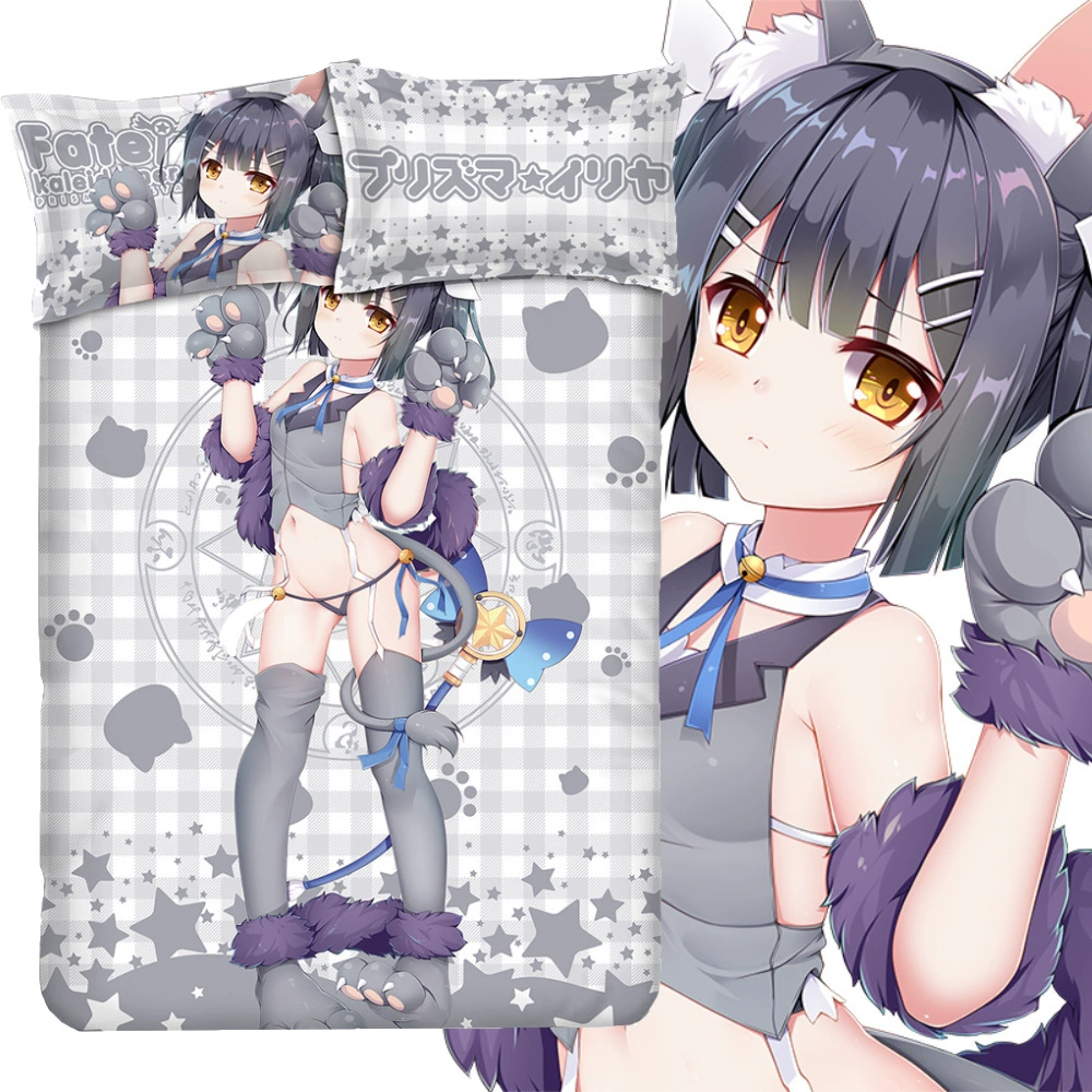 Cat Ear Guardian Meiyu Anime Tấm Duvet Bìa Bốn mảnh Bộ đồ giường ngoại vi Cô gái phép thuật Ilya Ilya - Carton / Hoạt hình liên quan