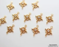 Двойное висящее ромбовидное кружево {1 шт.} 10*14мм 18-каратное золото