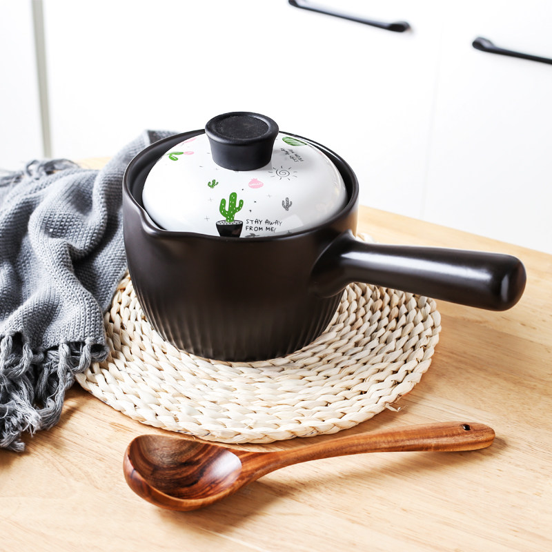 Full ceramic milk pot baby food supplement hot milk pot small pot open fire gas stove suitable for small casserole household single handle 18cm