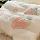 Girly Heart Winter Milk Velvet Four-piece Set Cute Strawberry Patch Embroidered Chiffon Lace Quilt Cover Bedding