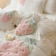 Girly Heart Winter Milk Velvet Four-piece Set Cute Strawberry Patch Embroidered Chiffon Lace Quilt Cover Bedding