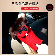 New Shirai pure wool rabbit hair female winter warm thickened female riding car gloves counter removal cabinet clearance