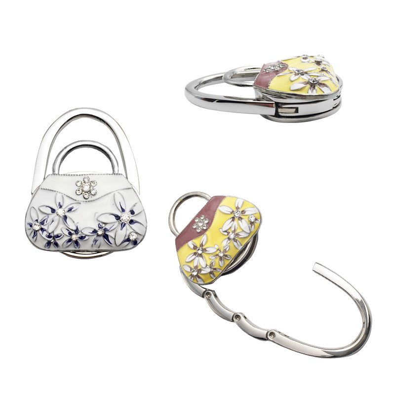 Blue and White Porcelain Handbag Hook Bag Hanger Fashion Bag Buckle Dual-purpose Bag Ladies Handbag Folding Desk Hook