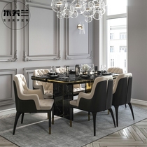 European-style solid wood dining table and chair combination neoclassical villa model room post-modern simple marble light Luxury customization