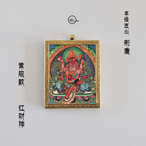 Pure Hand Painted Red Wealth God Carry-on Little Tang Carver Painting Like A Sign Gau Box Micro Tang Necklace Pendant Car Hanging amulet