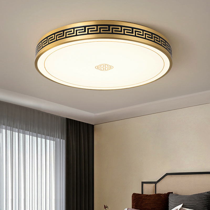 New Chinese-Style All-Copper Ceiling Lamp for Bedroom, Round Study Room, Balcony, Hallway, Villa Entrance, Front Door Ceiling Lamp