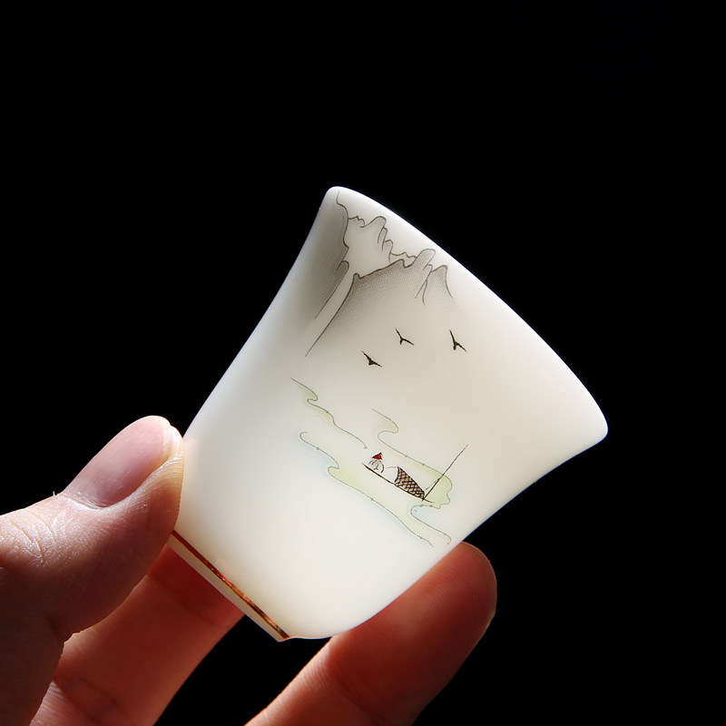 White Porcelain Creative Master's Cup Ceramic Tea Drinking Cup Shea Butter Jade Personal Cup Tea Set Tea Cup Kung Fu Small Teas Cups