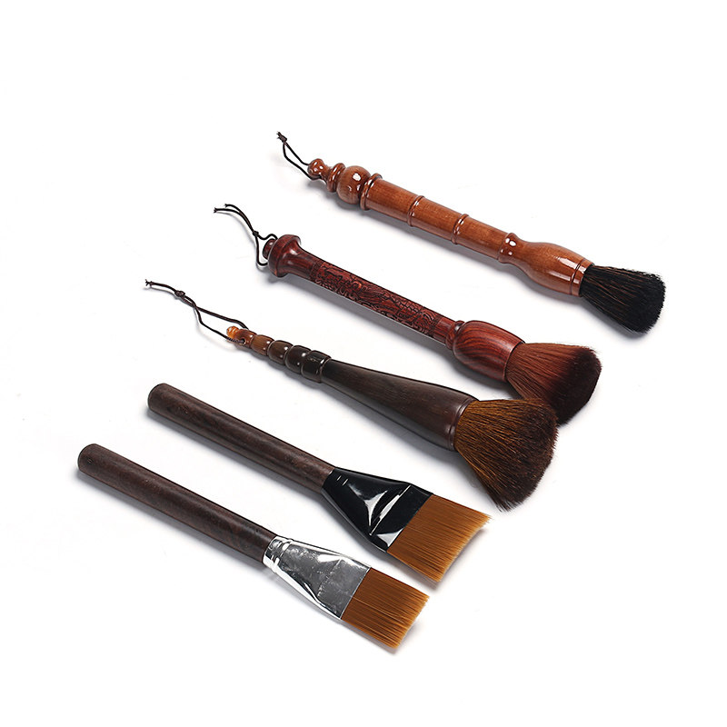 Kung Fu tea set brush does not fall off black sandalwood pear solid wood pot pen tea knife bamboo tea ceremony six gentlemen accessories