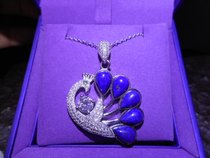 115# lapis lazuli peacock pendant 925 silver inlaid with zircon