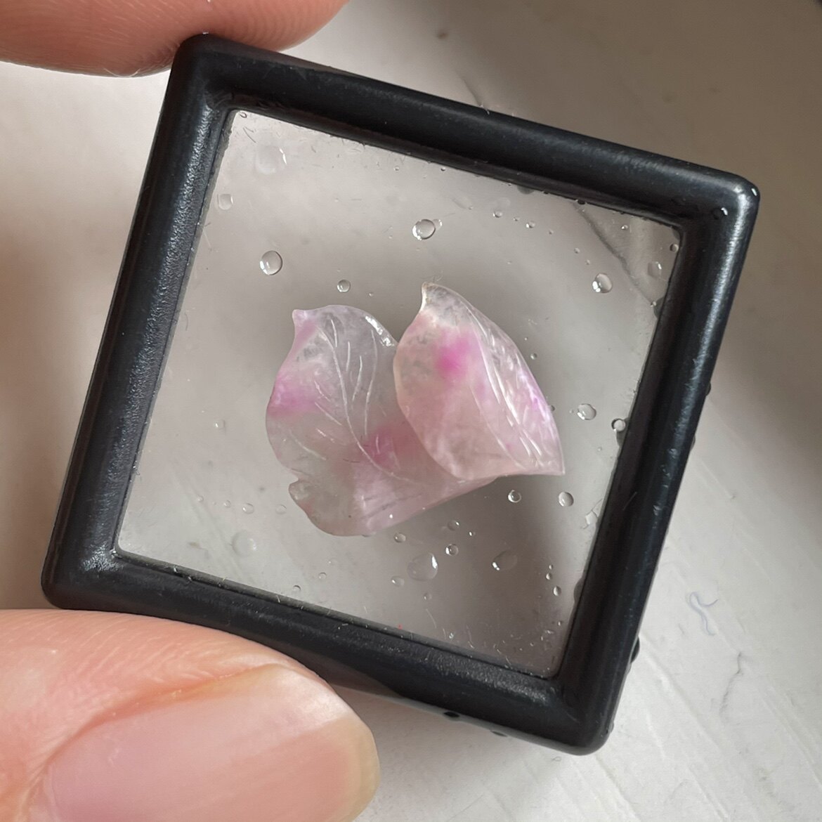 醒走 舒俱来苏工雕刻冰飘桃红樱花粉花瓣雕刻镶嵌项链手链戒指