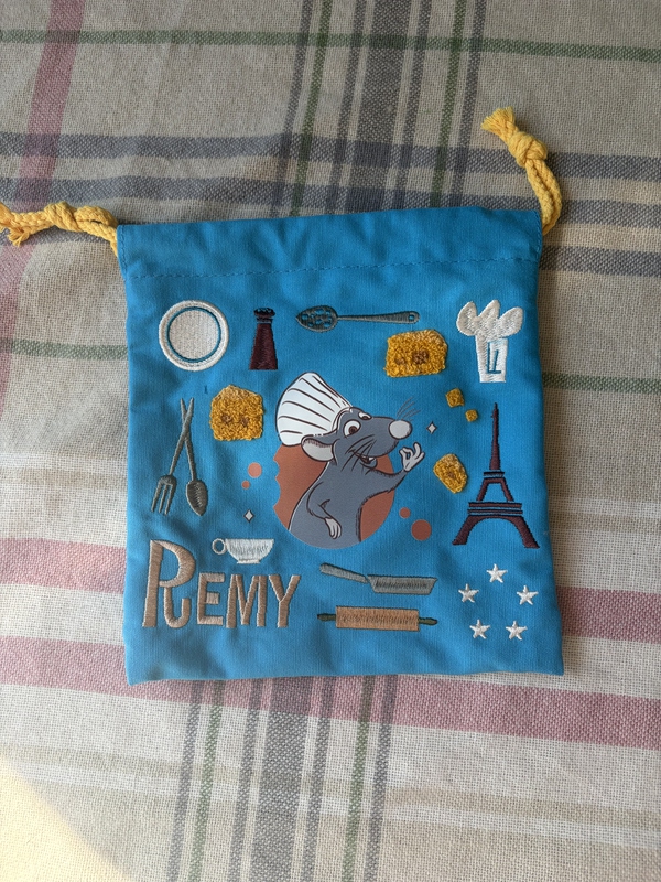 Remy the Ratatouille Embroidered Drawstring Pouch Cartoon Anime Merchandise Canvas Storage Bag Small Item Organizer Bag