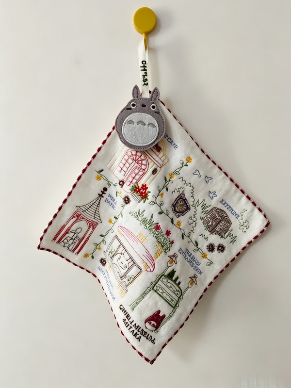 Ghibli Art Museum Embroidered Hand Towel for Hanging, Pure Cotton Hanging Towel for Kindergarten Children, Baby Handkerchief with Hanging Strap Ghibli Art Museum Embroidered Hand Towel for Hanging, Pure Cotton Hanging Towel for Kindergarten Children, Baby Handkerchief with Hanging Strap