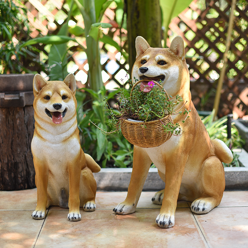 Simulated Dog Figurine, Fake Dog Shiba Inu Akita Model, Courtyard Villa Living Room Balcony Garden Decoration Arrangement Outdoor