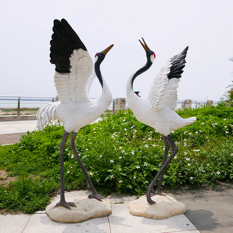Simulated Crane Ornament, Red-Crowned Crane Model, Courtyard Villa Garden Landscape, Rockery Pool Decoration, Outdoor Large