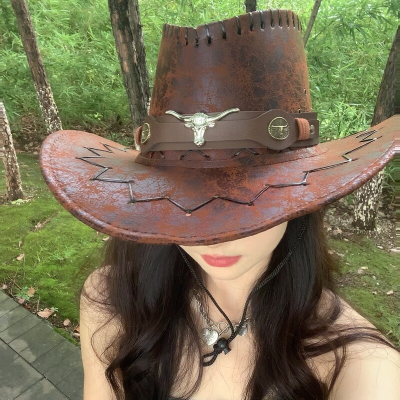 Western Cowboy Hat Cracked Pu Leather Knight Hat for Women and Men Summer Sun Protection Sun Hat Outdoor Travel Photography Hiking Hat Western Cowboy Hat Cracked Pu Leather Knight Hat for Women and Men Summer Sun Protection Sun Hat Outdoor Travel Photography Hiking Hat