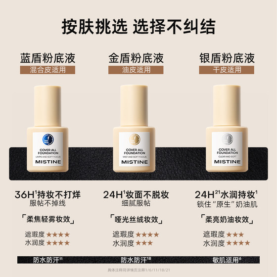 Mistine Misting small blue shield liquid foundation lasting no makeup mixed dry oil skin oil control dry skin moisturizing concealer