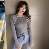 Золотой дизайнерский осенний ретро лонгслив, трикотажный свитер, тренд сезона, коллекция 2021, с рукавом