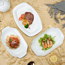 Creative ceramic household fish plate Rectangular plate High-grade Phnom Penh hotel large fish plate binaural steamed vegetable fish plate