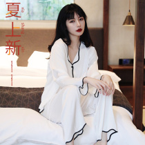 Pajamas womens 2021 new high-end sense spring summer ice screen red explosion spring fashion thin home clothes