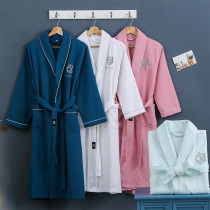 Five-star hotel bathrobe pure cotton thin section female spring summer autumn cotton long section couple a pair of absorbent quick-drying mens nightgown