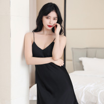 Sexy suspender pajamas womens 2021 new high-end summer thin models hot temptation to tease ice silk night dress