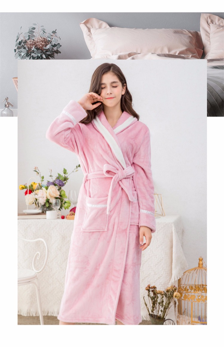 Bộ đồ ngủ nữ mùa thu đông 2018 mới dài ấm áp áo choàng flannel áo choàng dày lông cừu san hô áo choàng quần áo ngủ