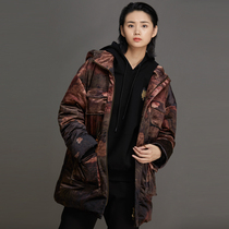 (Mustard original) method Chinese style velvet print hooded design thickened womens down jacket