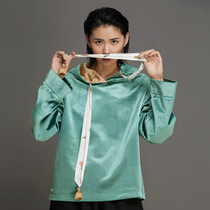 (Mustard original) Jade case Chinese style shoulder hooded design velvet casual retro loose slim sweater