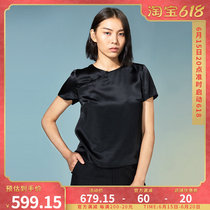 (mustard original) Xuan Ink China Wind 100% mulberry silk sloping flap button short and dont dress little shirt woman