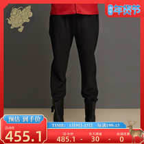 (Mens Ruishotang) Tan bow retro knit design three-dimensional split pants Haren pants mens pants