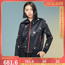 (mustard original) JGB China Wind Scatter Print Design Baseball Suit Fashion Jacket Sweater Jacket Woman