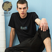 (Menswear Beasts) Yongle China Wind Modale Cotton Screen printed design Round-collar half-sleeve casual T-shirt