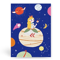 Ai Qing hand greeting creative Planet Girl greeting cards Childrens student Day party invitations invitation back gifts love