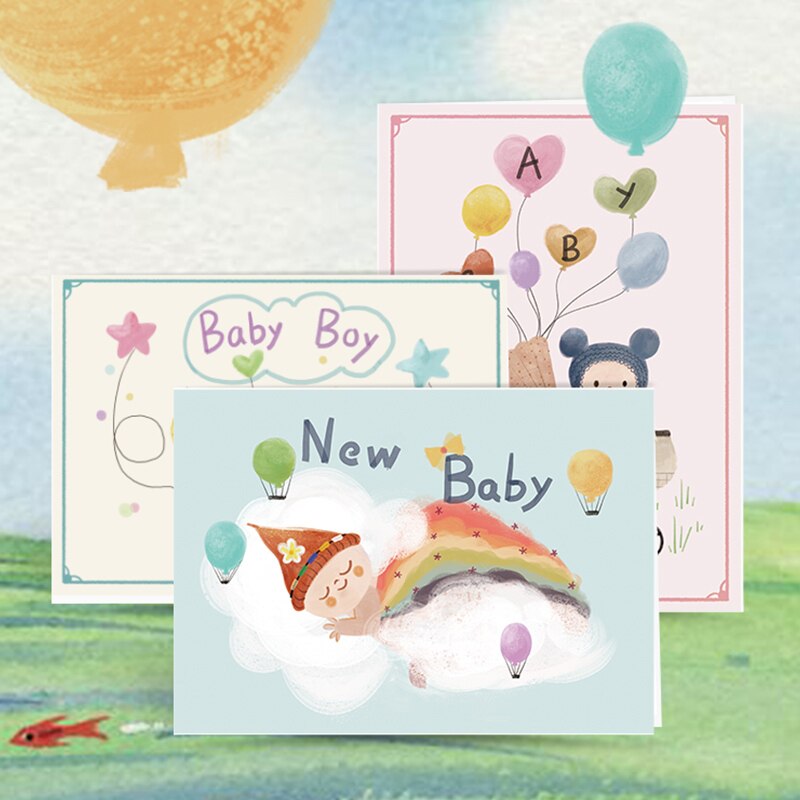 Ai Qing hand-painted baby greeting card freshmen teacher's Day Baby full moon 100-day banquet invitation gift from Cambodia