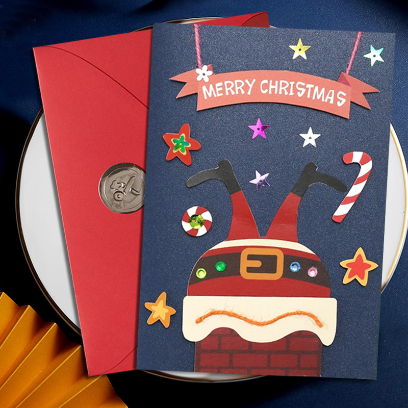 Christmas Cards Senior Feel Teacher Birthday Gift Elementary School Kids Handmade New Year DIY Job Material Package Custom-Taobao