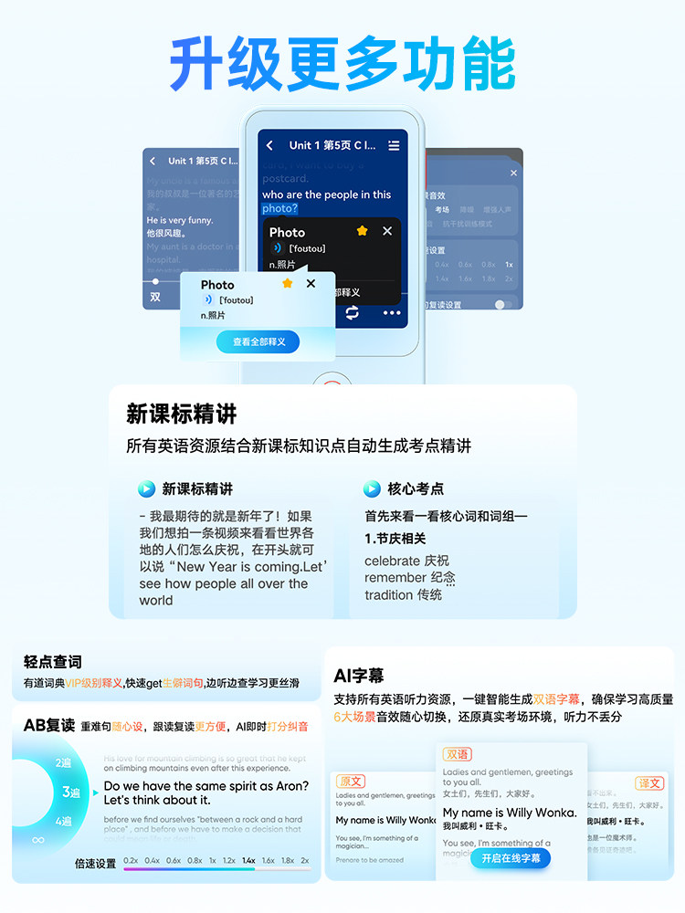 Netease Youdao Listening Device E7Pro/E6Pro Repeater, Ear Training Tool, Portable English Listening Device, Listening Player, Special Learning Device for Primary, Middle, and High School Students, Official official store