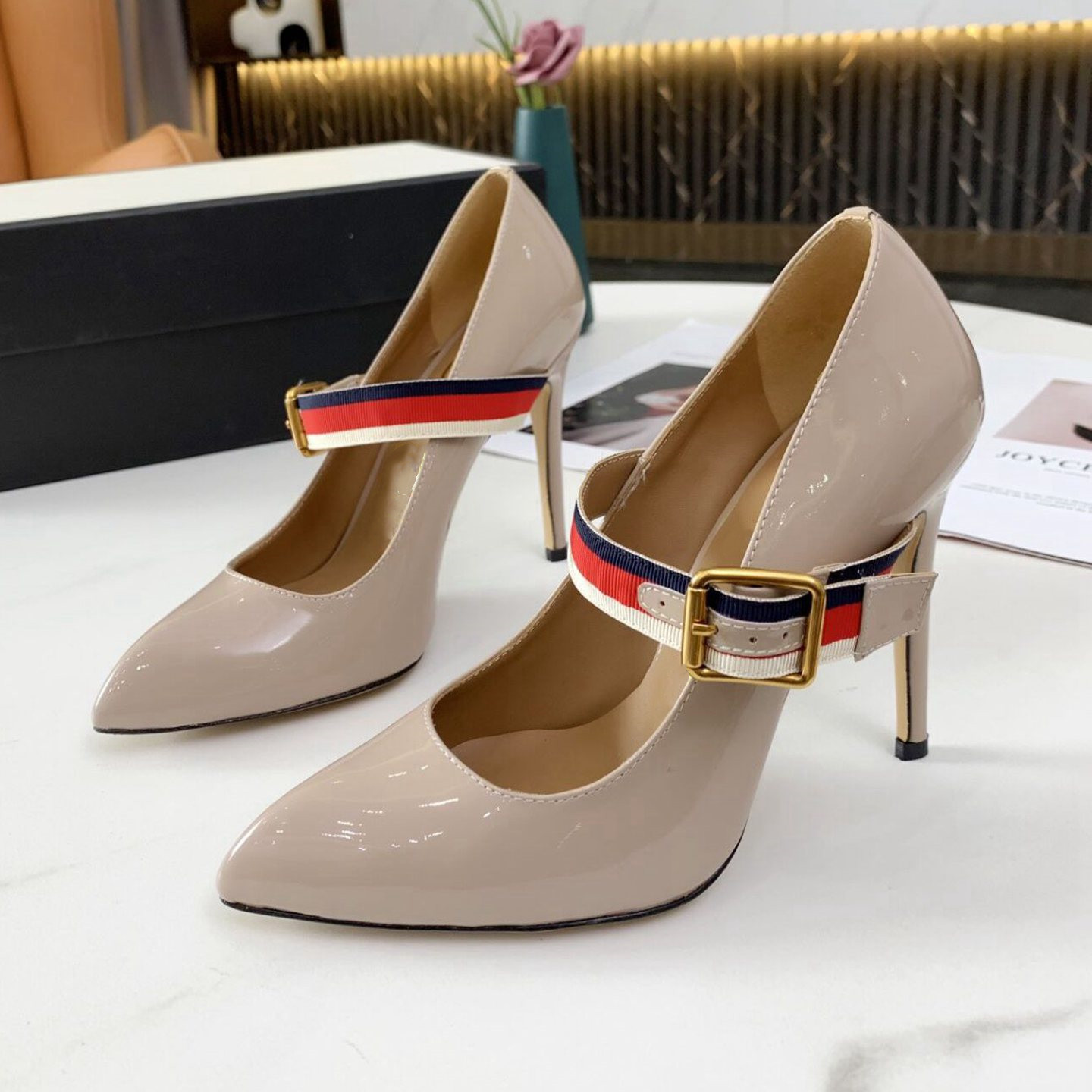 Pink2021 spring new pattern Pink Patent leather Sharp point Super high heel shoes female Fine heel Shallow mouth genuine leather Single shoes bride banquet Wedding shoes