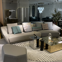 Italian designer leather sofa large household light luxury atmosphere minimal high-end leather Italian skin shaped sofa