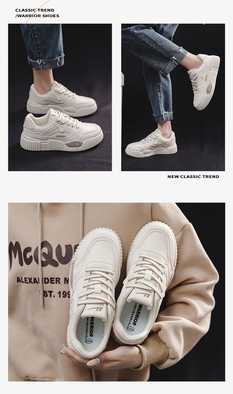 обувь на тонкой подошве ( для скейтборда ) 回力女鞋小白鞋女2024新款春季鞋子女潮ins百搭休闲学生运动板鞋 Warrior